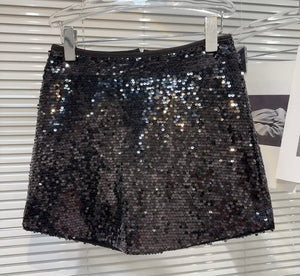 Women Sexy Solid Color Sequins Short Skirt