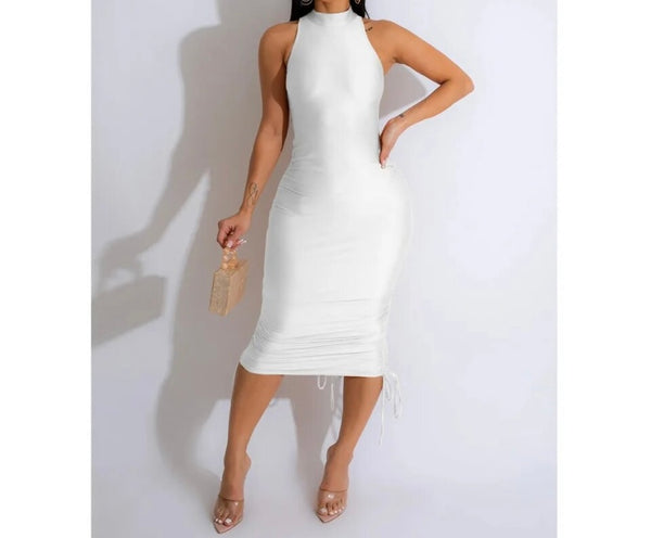 Women Sexy Sleeveless Open Back Tie Up Dress