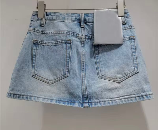 Women Sexy Fashion Patchwork Denim Skirt