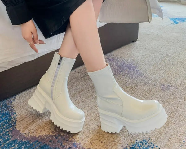 Women Fashion Ankle/Mid/Knee High Patent Leather Boots