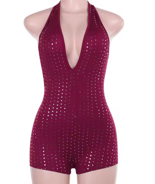 Women Sexy Halter Sleeveless Sparkly Romper