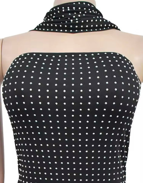 Women Sexy Strapless Bling Scarf Dress