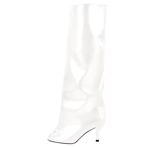 Women Fashion Round Toe Bow Knee High Boots