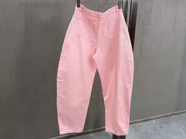 Women Pink Zip Up Jacket Fashion Three Piece Pant Set