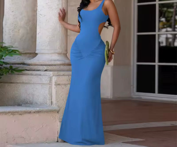 Women Sexy Sleeveless Open Back Maxi Dress