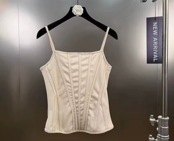 Women Fishbone Sleeveless Camisole Two Piece Pant Set