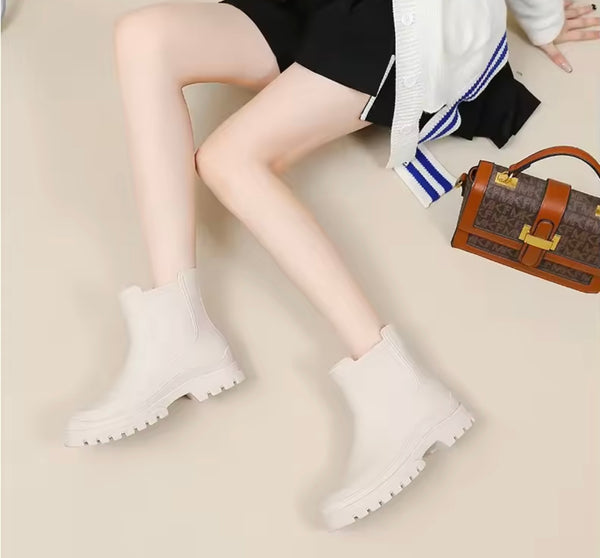 Women Fashion Color Ankle Rain Boots