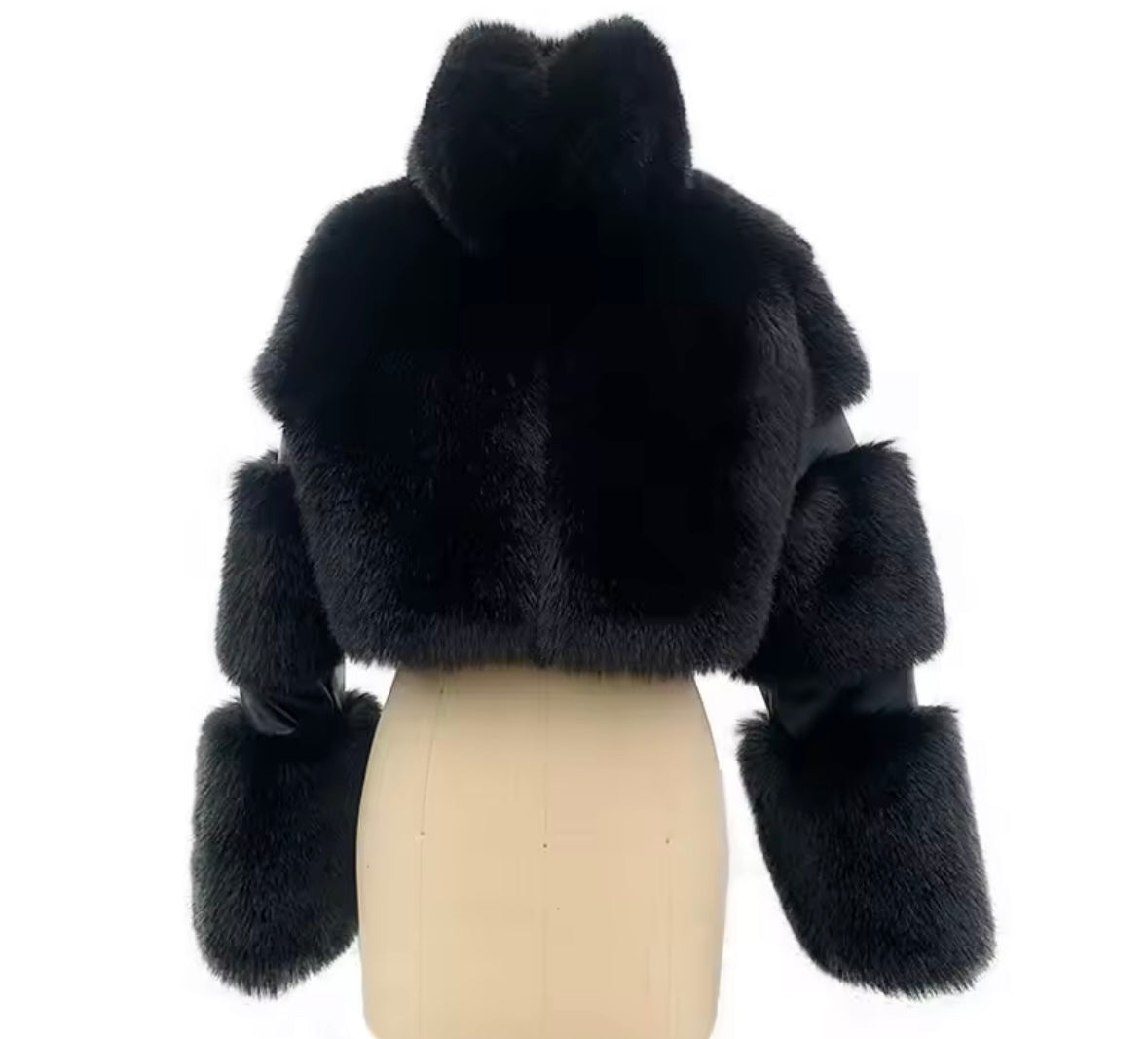 Women Fashion Solid Color Faux Fur Short Jacket