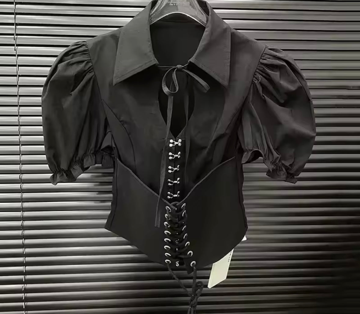 Women Collar Short Sleeve Fashion Corset Top