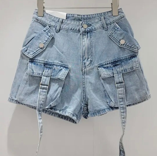 Women Fashion Denim Cargo Shorts