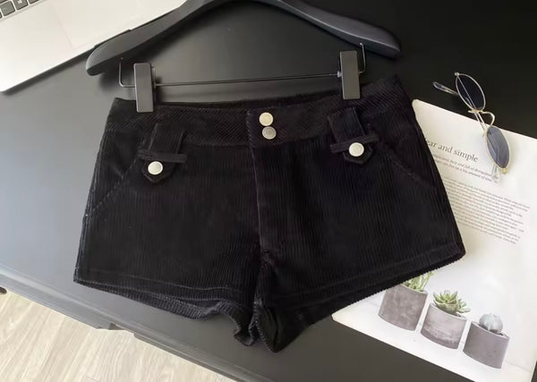 Women Fashion Corduroy Mini Shorts