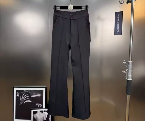 Women Fashion Sleeveless Black Button Up Two Piece Pant Set