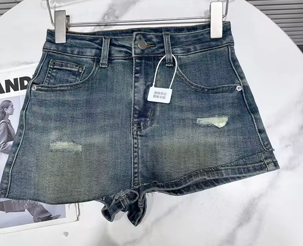 Women Sexy Fashion Ripped Asymmetrical Denim Skirt