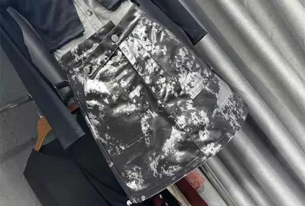 Women Sexy Fashion Color Patchwork Denim Skirt