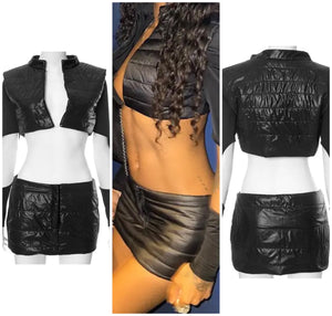 Women Black Fashion Full Sleeve Two Piece Skirt Set