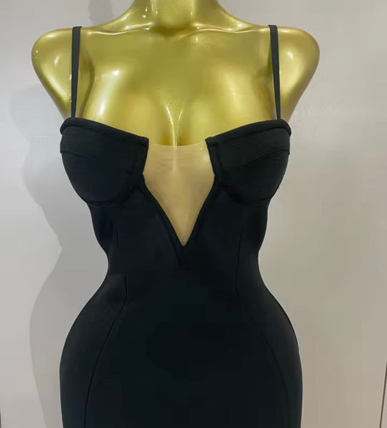Women Sexy Sleeveless Black Color Ruffled Maxi Dress