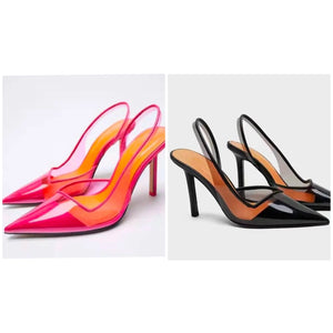 Women Fashion Color Patchwork Transparent High Heels