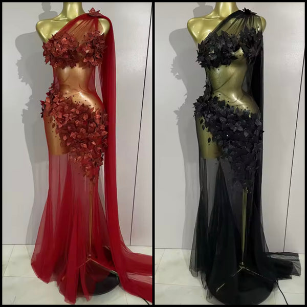 Women Sexy One Shoulder Sleeveless Floral Maxi Dress
