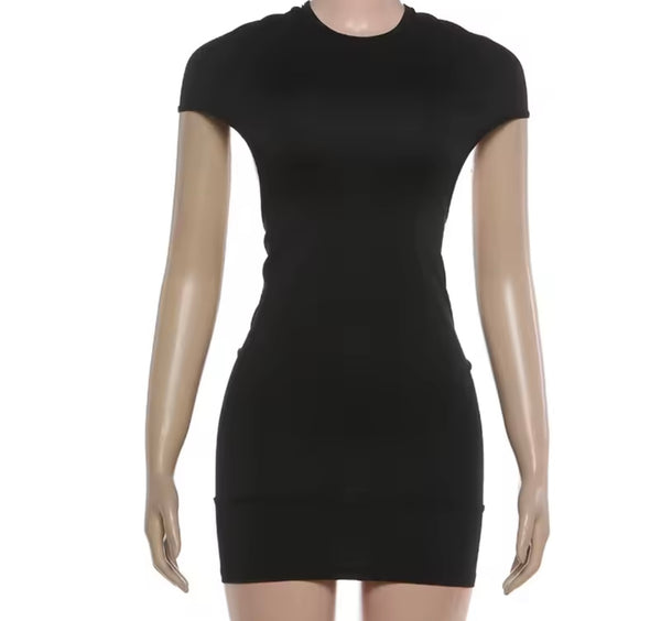 Women Sexy Open Back Short Sleeve Dress
