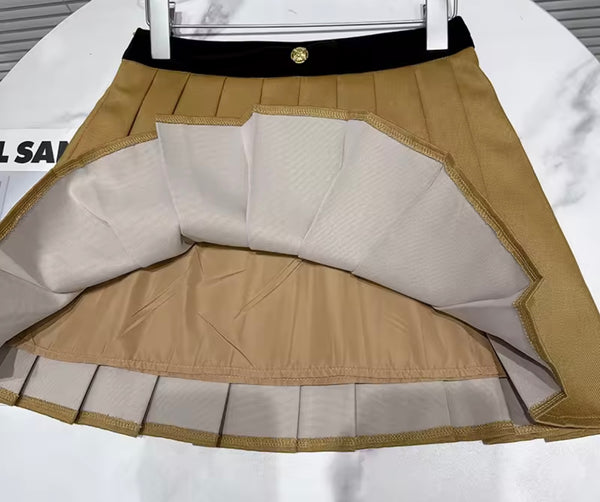 Women Fashion Velour Jacket Two Piece Pleated Skirt Set