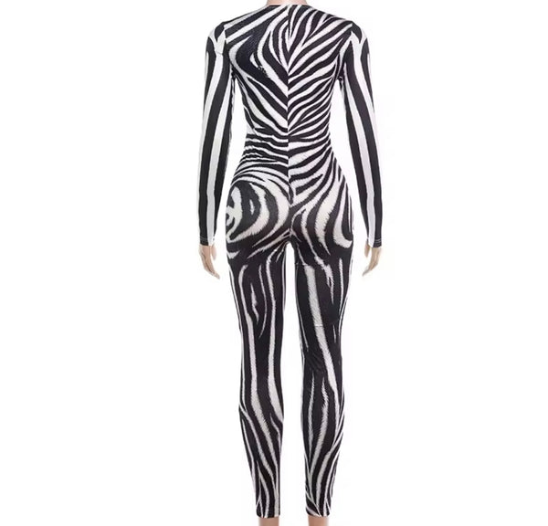 Women B&W Printed Fashion Full Sleeve Jumpsuit