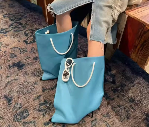Women Color Fashion Faux Leather Bag Boots