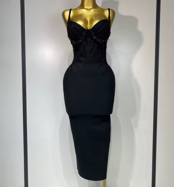 Women Sexy Sleeveless Rhinestone Bandage Dress