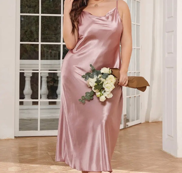 Women Sexy Sleeveless Satin Nightgown Lingerie