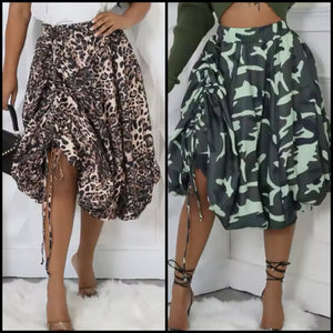 Women Printed Drawstring Fashion Skirt