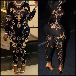 Women Printed Full Sleeve Sexy Fashion Jumpsuit