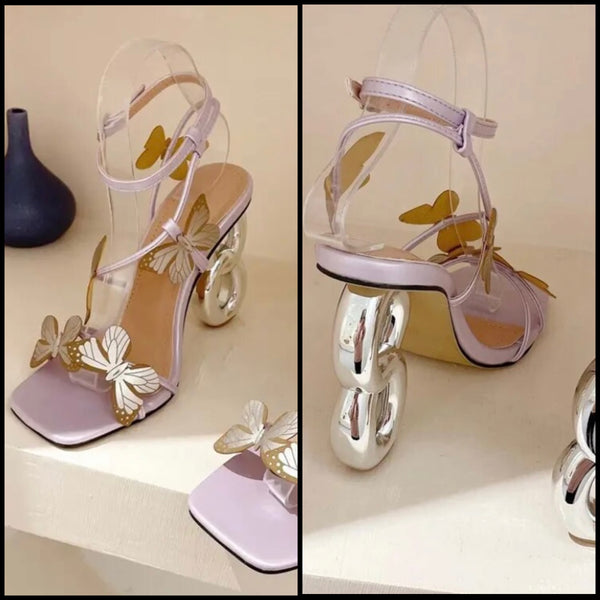 Women Fashion Open Toe Butterfly Ankle Strap High Heel Sandals