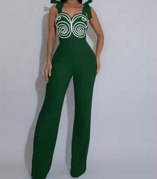Women Tie Up Sleeveless Printed Fashion Jumpsuit