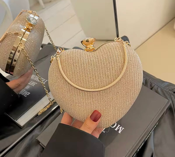 Women Fashion Heart Shape Chain Handbag Purse