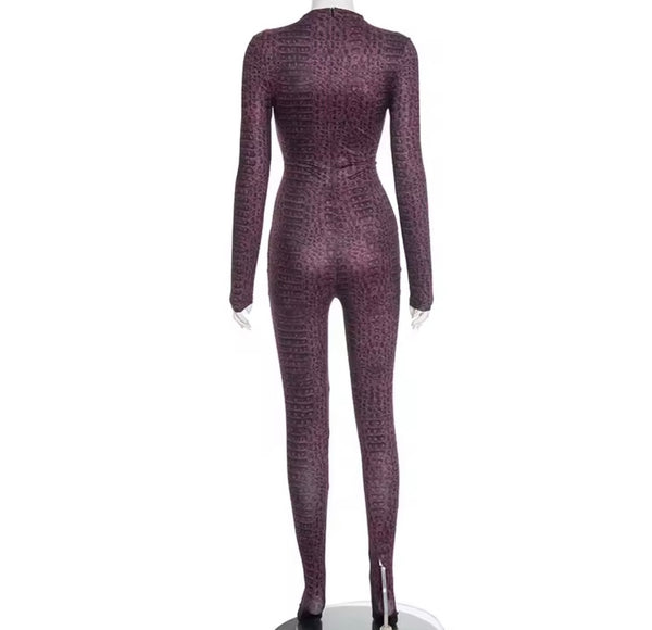 Women Animal Print Full Sleeve Fashion Feet In Jumpsuit