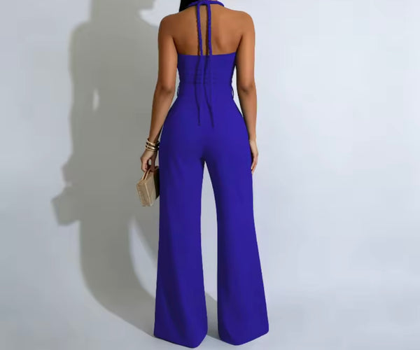 Women Sexy Fashion Halter Sleeveless Cut Out Jumpsuit