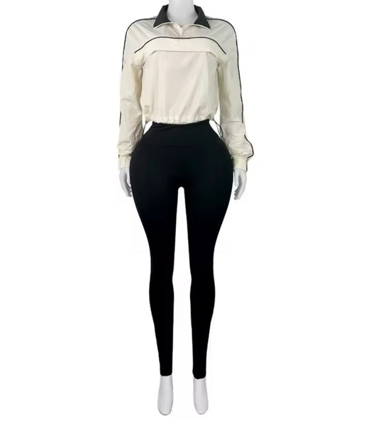 Women Striped Full Sleeve Two Piece Stretch Pant Set