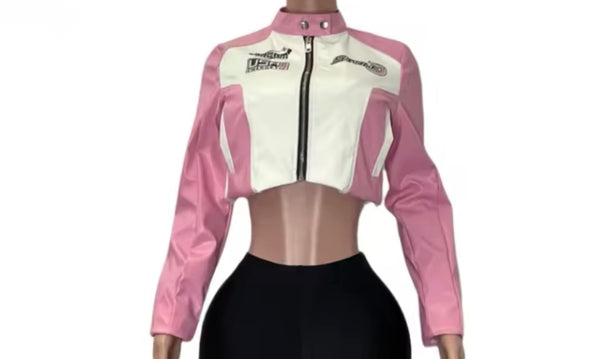 Women Sexy Zip Up Jacket Two Piece Fashion Short Set
