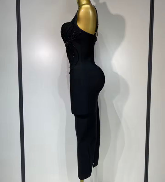 Women Sexy Sleeveless Rhinestone Bandage Dress