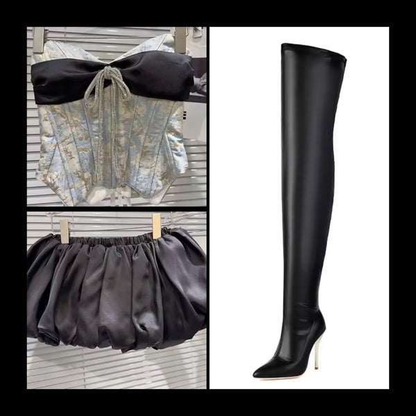 Women Thigh High Fashion PU High Heel Boots