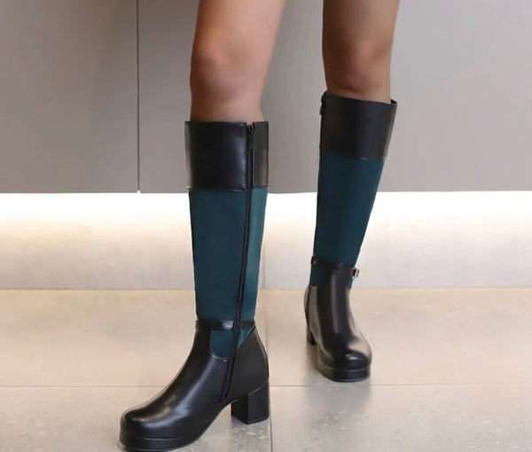 Women Buckled Fashion Flat Knee High Boots