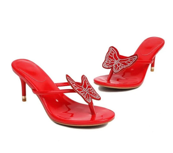 Women Fashion Open Toe Slide On Butterfly Sandals