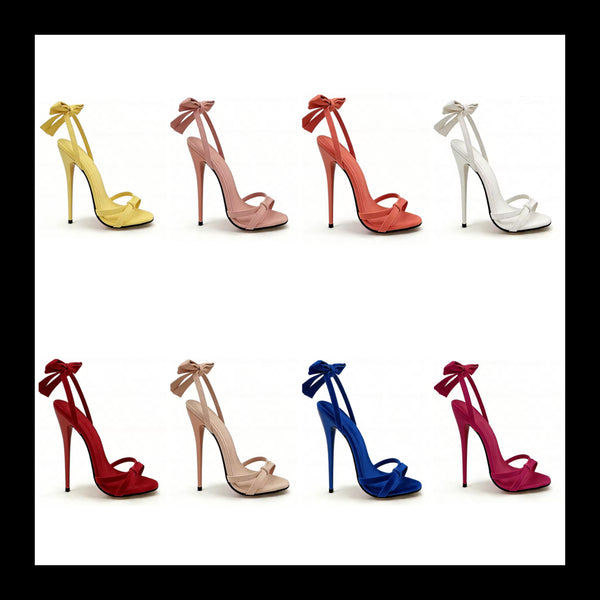 Women Fashion Open Toe Bow High Heel Sandals