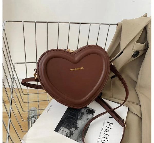 Women Fashion Heart Shaped Faux Leather Handbag Purse