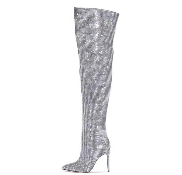 Women Fashion Bling High Heel Over The Knee Boots