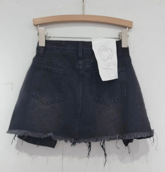 Women Fashion Rivet Cherry Denim Skirt