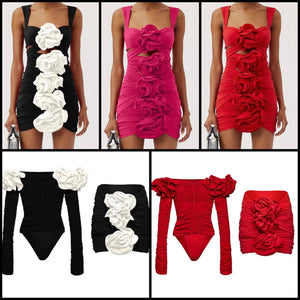 Women Sexy Full/Sleeveless Rose Swimsuit Cover Up Set