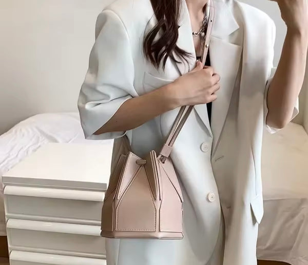 Women Fashion Faux Leather Drawstring Handbag Purse