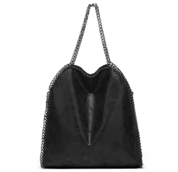 Women Color Fashion Faux Leather Chain Handbag Purse