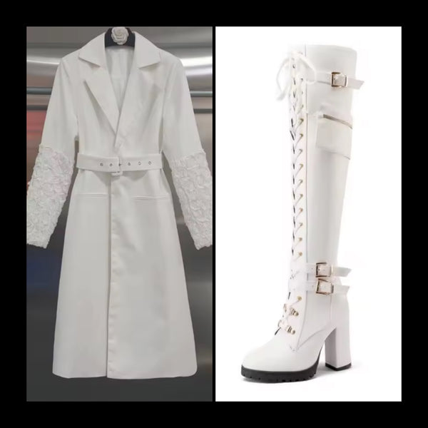 Women Fashion Pocket Buckled Lace Up Platform Knee High Boots