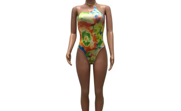 Women Sexy Multicolored Halter Swimsuit